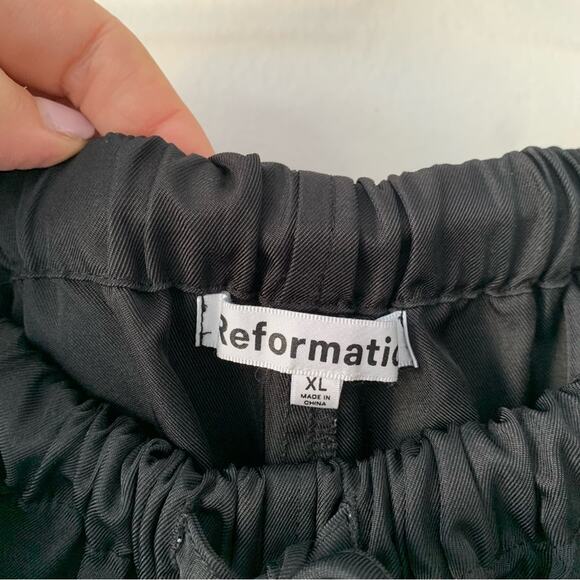 Reformation Ethan Cargo Drawstring Pull On Twill Pockets Pants Trousers Black - Picture 4 of 6